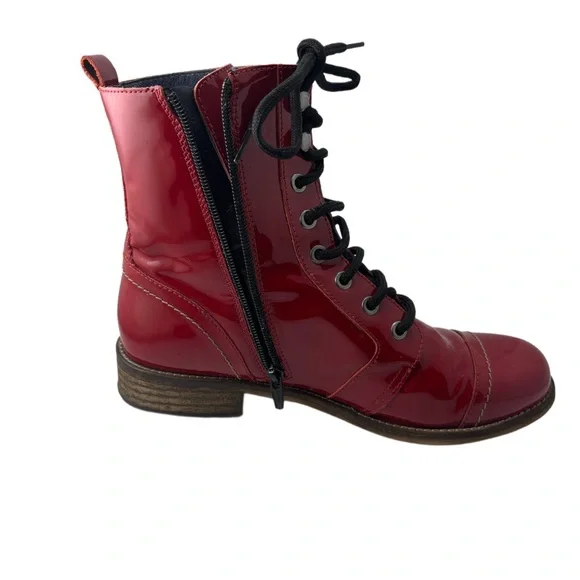 Unity In Diversity Red Patent Combat Boots - Picture 7 of 13